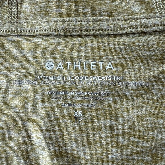 Athleta Uptempo II  Womens Hoodie Sweatshirt Green Heathered Size XS Thumbholes - Picture 3 of 5